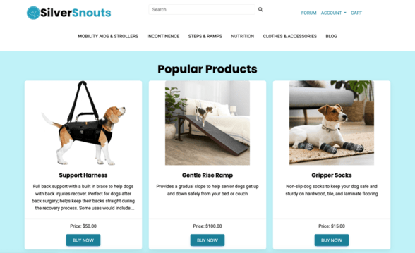 SilverSnouts E-commerce Site